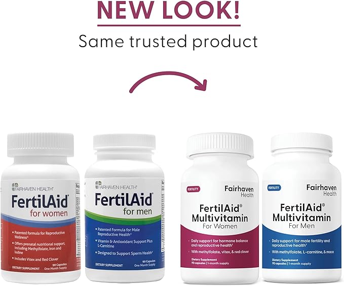 Fairhaven Health FertilAid for Men and Women Combo Fertility Supplements for Men and Women | Count and Motility Support Pre-Conception for Him | Prenatal Vitamin for Her with Vitex and Folate