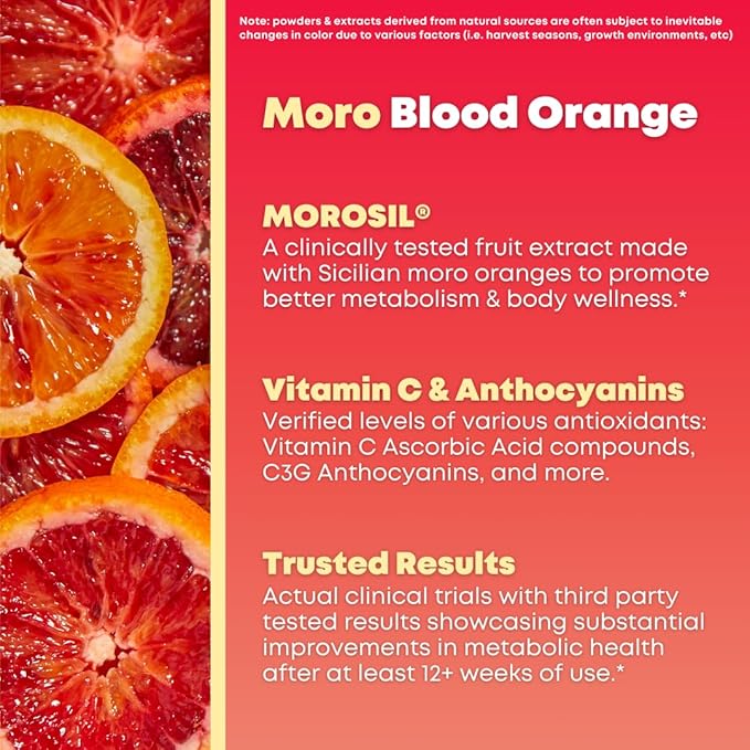 Morosil Clinically Tested C3G Supplement - Metabolism Antioxidant Wellness Support for Men &amp Women - 400mg Moro Red Orange Extract - 60 Veggie Capsules - Non-GMO Gluten-Free Vegan-Friendly