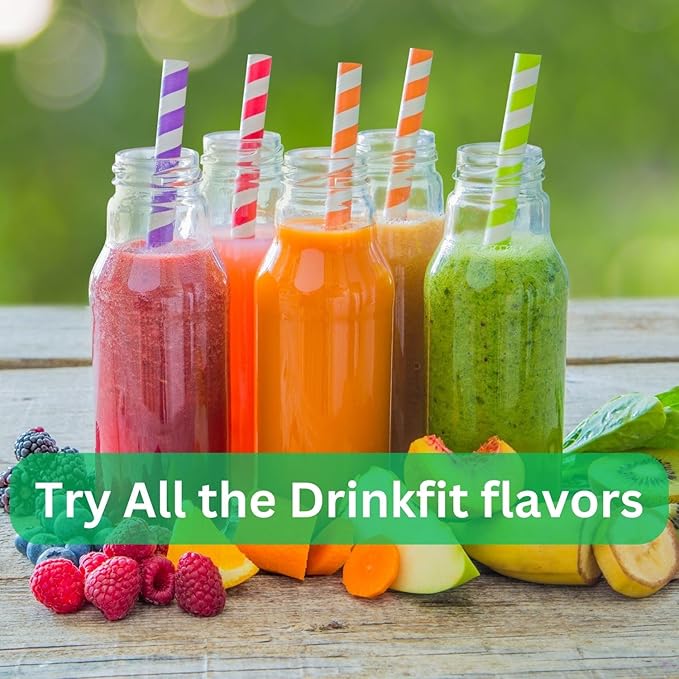 DrinkFit Fruit Smoothie | Real Fruit Puree Low Sugar Gluten-Free &amp Non-GMO Strawberry Smoothie Mix - Makes 32 Smoothies 64 Fl Oz (Strawberry)