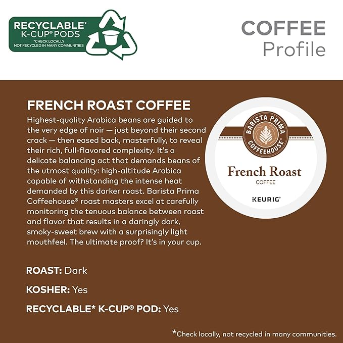 Barista Prima Coffeehouse French Roast Keurig Single Serve K-Cup Pods 96 Count