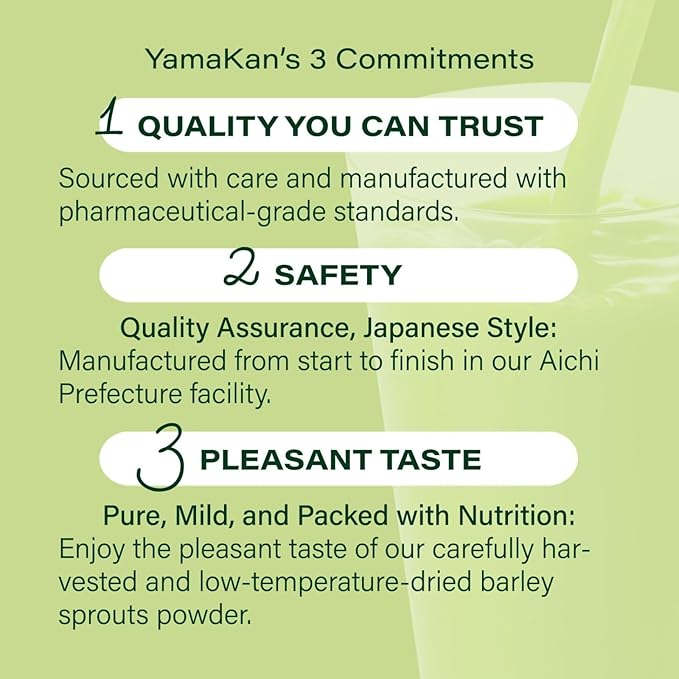 Yamamoto Kanpoh YAMAKAN Young Barley Grass Powder Pure Green Juice Rich in Minerals Vitamins &amp Plant-Based Protein for Women &amp Men Barley Grass Juice Powder from Japan Non GMO 88 Count