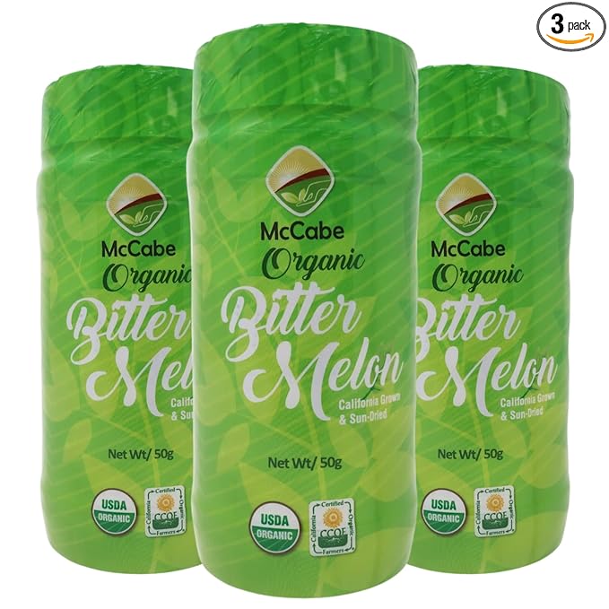 McCabe Organic Bitter Melon Tea - Organic Bitter Melon Leaves | Rich with Fiber &amp Minerals | USDA and CCOF Certified | Product of USA | 50g (Pack of 3)