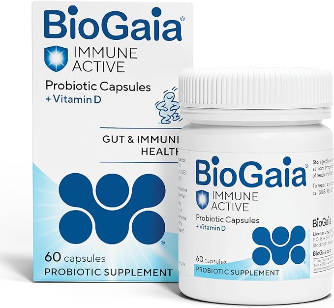 BioGaia Protectis Immune Active Probiotic | Probiotic + Vitamin D | Supports Immune Digestive and Overall Health | Probiotics for Men &amp Women | Capsules | 60 Day Supply