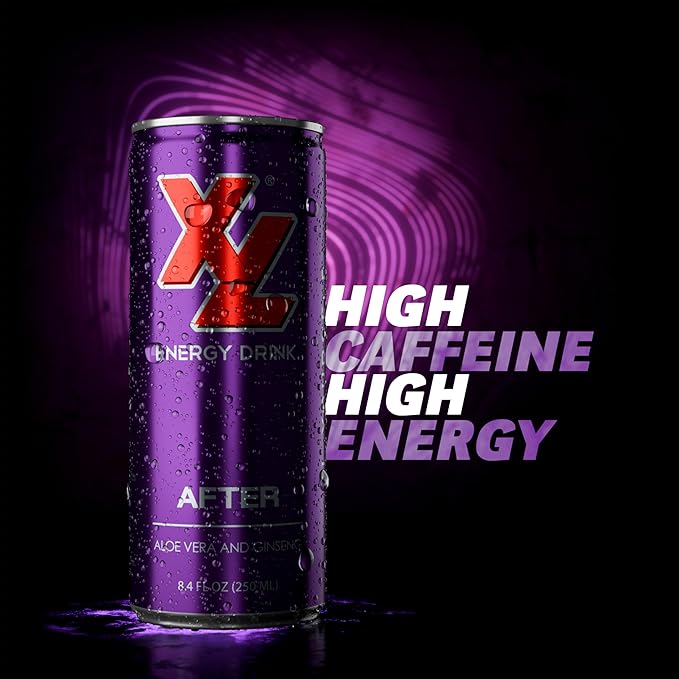 XL Energy Drinks 24 Pack - Aloe Vera Juice with 80mg Caffeine plus Taurine &amp B Vitamins After Flavor Hydrating Energy Drinks with Aloe Vera and Ginseng - 8.4 Oz 24 Pack Energy Drinks