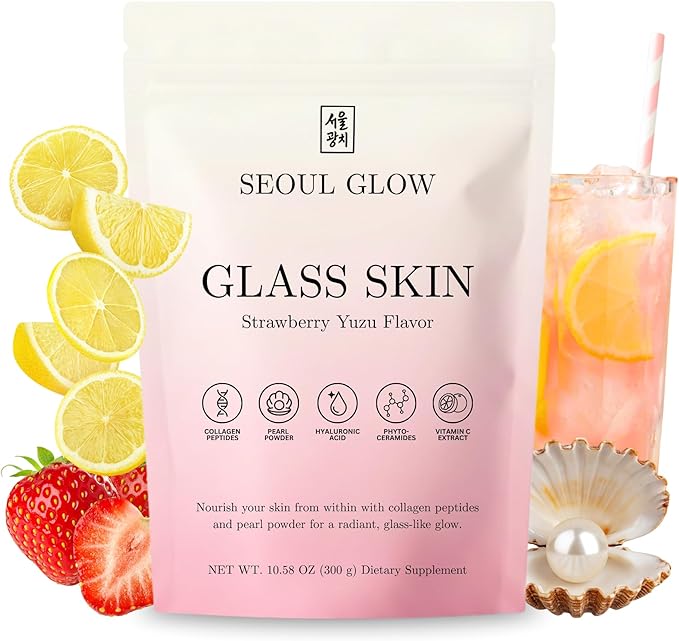 Glass Skin Supplement Powder – Collagen Biotin Vitamin C &amp Pearl Powder – Beauty Support for Skin Hair &amp Nails – 30 Servings