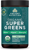 Ancient Nutrition SuperGreens Powder with Probiotics Organic Peppermint Flavor Greens Made from Real Fruits Vegetables and Herbs for Digestive and Energy Support 25 Servings 7.23oz
