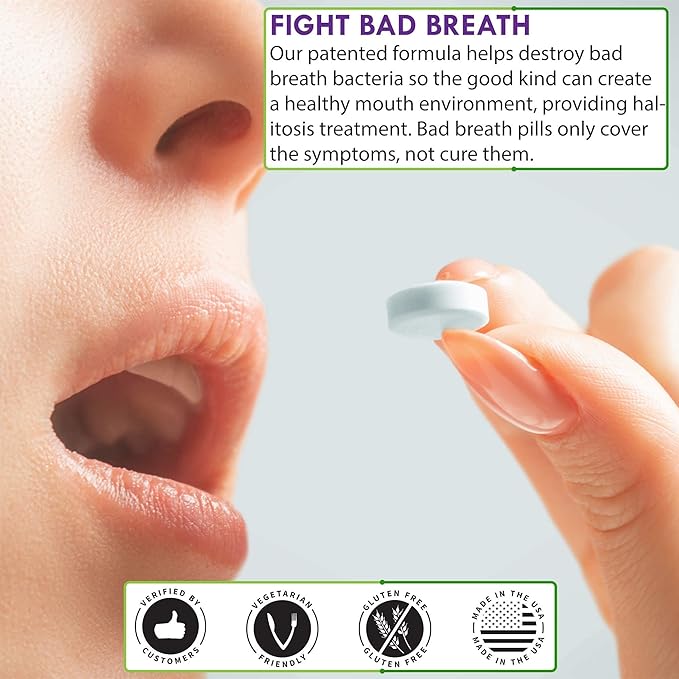 Oral Probiotic Supplement with BLIS K12 4 Billion CFU - Now Dairy Free 60 Day Supply Bottle for Bad Breath Strep Cavities Gum Oral and Dental Health - Sugar Free - USA Made - 60 Count