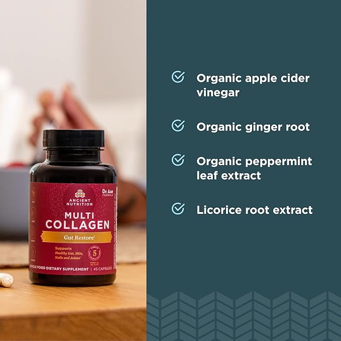 Ancient Nutrition Collagen Pills with Probiotics for Gut Health Multi Collagen Capsules Gut Restore 90 Ct Supports Gut Joints Hair &amp Nails Gluten Free Paleo and Keto Friendly