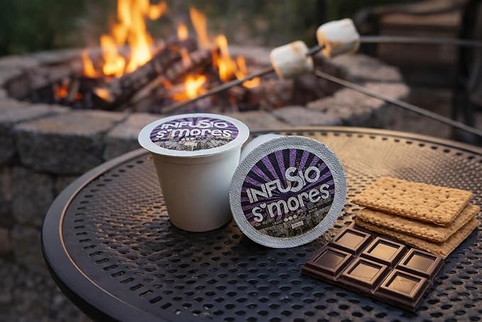 InfuSio Coffee Pods 96 Count S'mores Medium Roast Flavored Single Serve Coffee Pods for Keurig K Cups Brewers - InfuSio Premium Roasted Keurig 2.0 Compatible