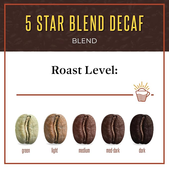San Diego Coffee 5 Star Blend DECAF Dark Roast Whole Bean Coffee 5-Pound Bag Café en grano tostado descafeinado