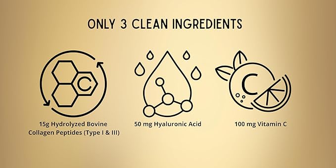 Collagen Peptides 1lb –100% Hydrolyzed Bovine Collagen – Non-GMO 15g per Serving – Supports Skin Hair Joints – New Formula with Vitamin C &amp Hyaluronic Acid Unflavored 16oz