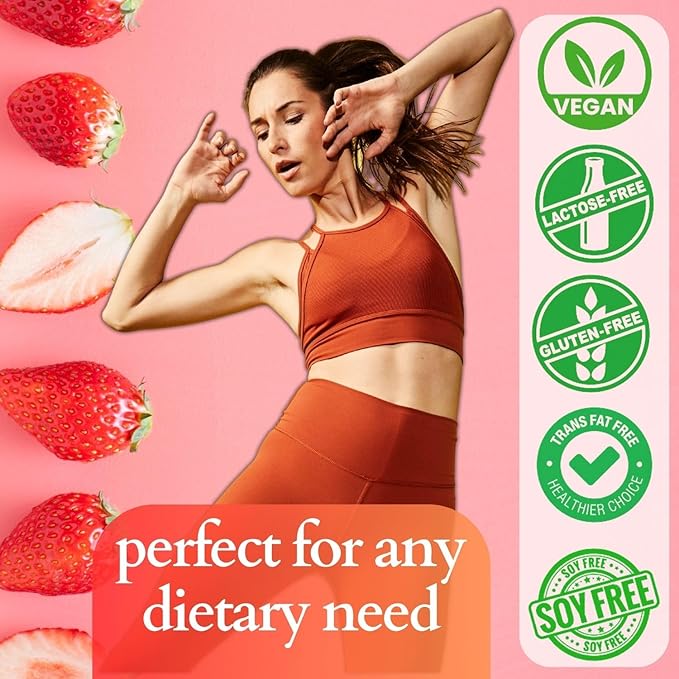 DrinkFit Fruit Smoothie | Real Fruit Puree Low Sugar Gluten-Free &amp Non-GMO Strawberry Smoothie Mix - Makes 32 Smoothies 64 Fl Oz (Strawberry)