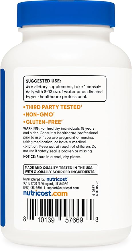 Nutricost Saccharomyces Boulardii + MOS Capsules (&gt5 Billion CFU) 120 Capsules - Prebiotic + Probiotic 200mg of MOS Per Serving