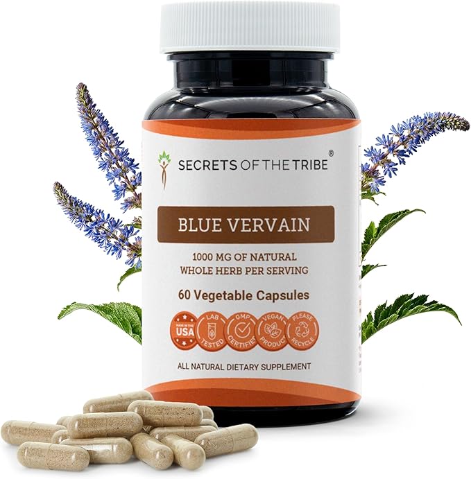 Secrets of the Tribe Blue Vervain 60 Capsules 1000 mg Blue Vervain (Verbena Hastata) Dried Herb (60 Capsules)