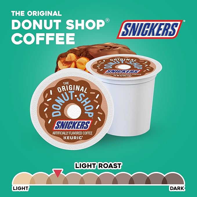 The Original Donut Shop Snickers Coffee Keurig Single Serve K-Cup Pods Flavored Coffee 96 Count (4 Packs of 24)