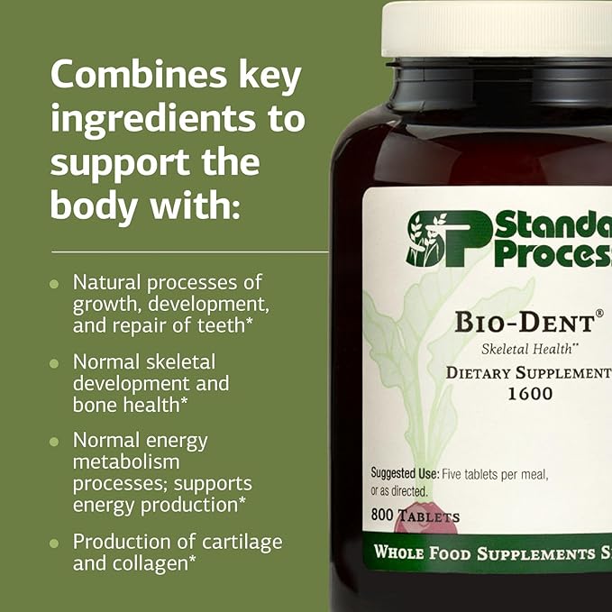 Standard Process Bio-Dent Skeletal Health Dietary Supplement - Teeth &amp Bone Function Support - Skeletal &amp Collagen Supplement - 800 Tablets