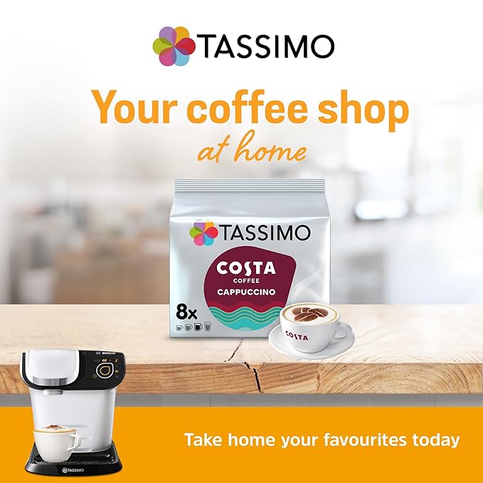 TASSIMO Costa Cappuccino 16 discs 8 servings (Pack of 5 Total 80 discs 40 servings)