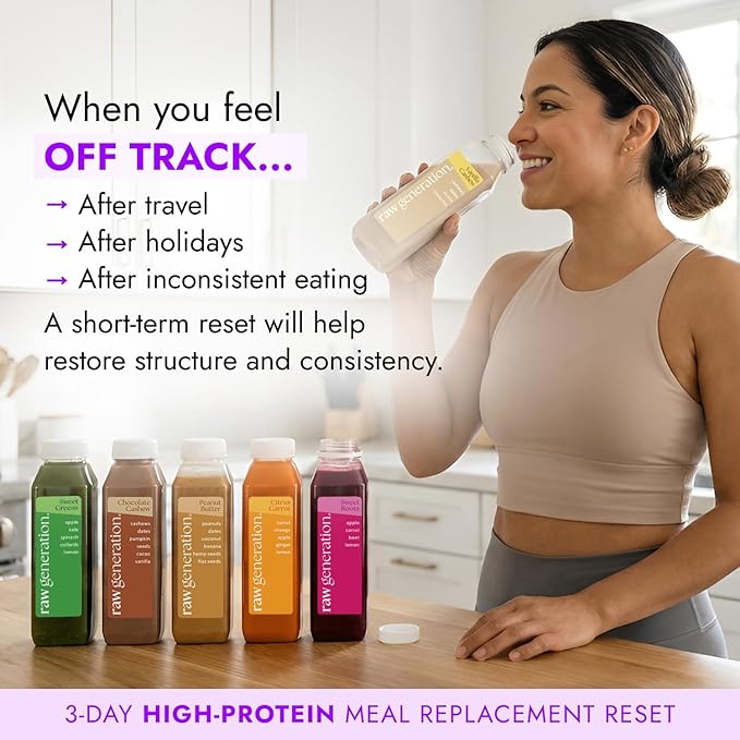 Raw Generation High-Protein Meal Replacement Cleanse – 3-Day Structured Weight Loss Reset with Built-In Lean Muscle Support Plant-Based Liquid Diet Program