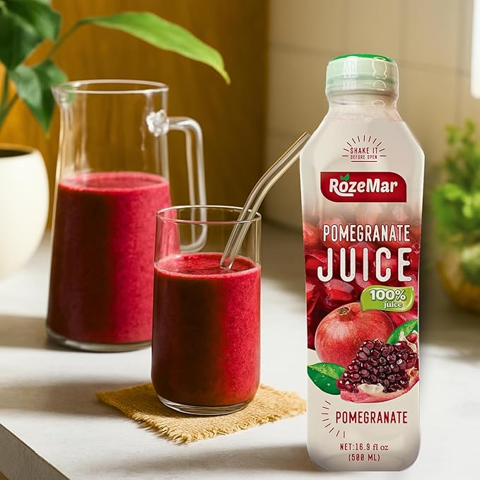 Rozemar Pomegranate Juice | Antioxidant-Rich Superfruit Drink | Supports Heart Health Immunity &amp Skin Vitality | Refreshing Wellness Beverage 16Fl Oz | Pack of 12