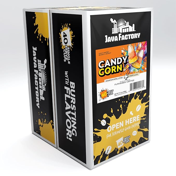 Java Factory Flavored Coffee Pods Candy Corn Compatible with K Cup Brewers Including 2.0 40 Count