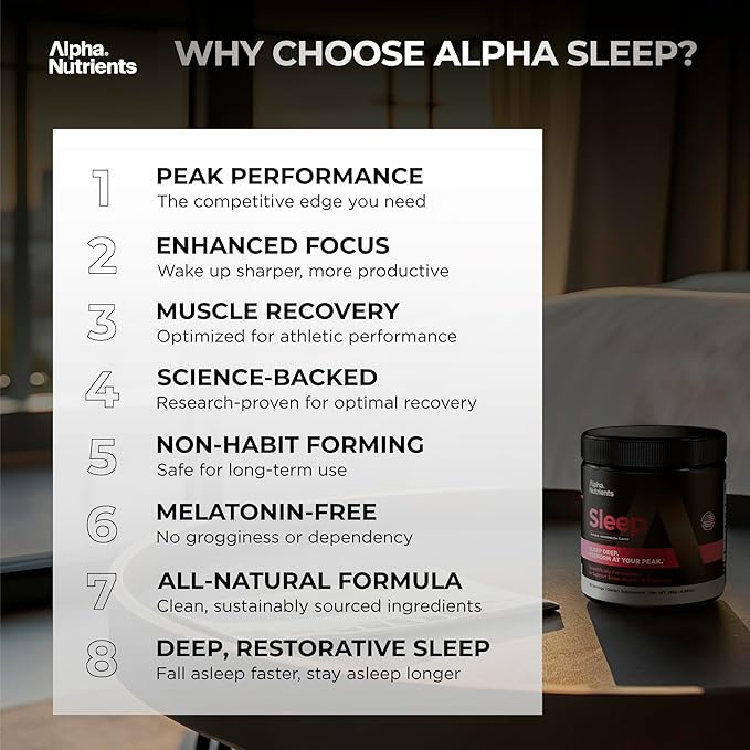 Sleep Aid for Adults - Magnesium Glycinate Powder - Melatonin Free Formula with L-Theanine Glycine Inositol - Natural Deep Sleep &amp Recovery for Peak Performance - 30 Servings