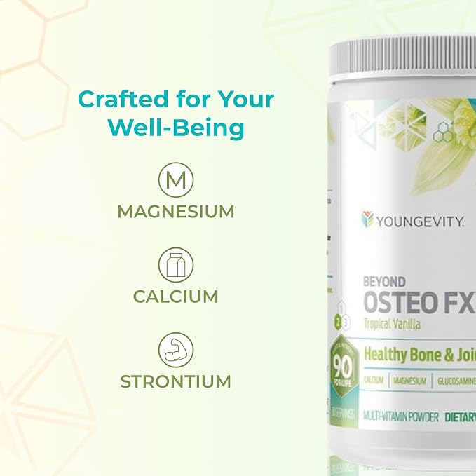 Youngevity Beyond Osteo FX - Tropical Vanilla | Healthy Bone Support | Multi-Vitamin Powder | 30 Servings (3 Canisters)