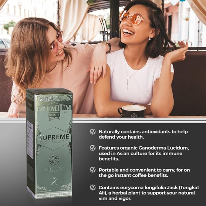 ORGANO 2 Boxes Cafe Supreme 100% Ganoderma Lucidum with Ginseng (40 Sachets)