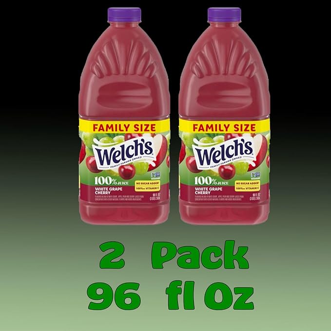 Welch's Juice Drink 96 fl oz Plastic Bottle 2 Pack + 15 Sugarcane Disposable Straws by Kool8shop Infinite Deals (2 Pack Strawberry Kiwi)