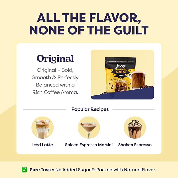 Original Protein Iced Coffee - Premium Whey Protein &amp Instant Iced Coffees - 100% Natural Cold Brew - Zero Artificial Flavors &amp Sweeteners 80 mg Caffeine Per Serving No Added Sugar 20 Servi