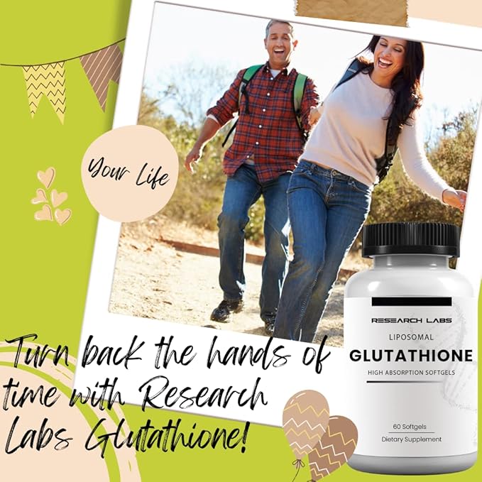 Research Labs Liposomal Glutathione Supplement w/Gluta-IV™ 100x Enhanced Absorption Over Powder Glutathione. 2 Fer 1 Ad 120 Total Liposomal Softgels