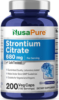 NusaPure Strontium Citrate - Suitable for Vegetarian/Vegan Non - GMO - 680 mg 200 Capsules