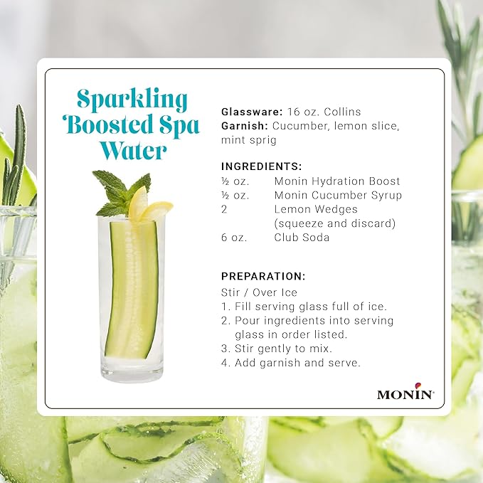 Monin - Hydration Boost and Drink Mix-in Add Electrolytes &amp Minerals to Your Favorite Flavored Beverage (Hot or Cold) Dairy-Free No Artificial Sweeteners Gluten-Free (1 Liter + Pump)