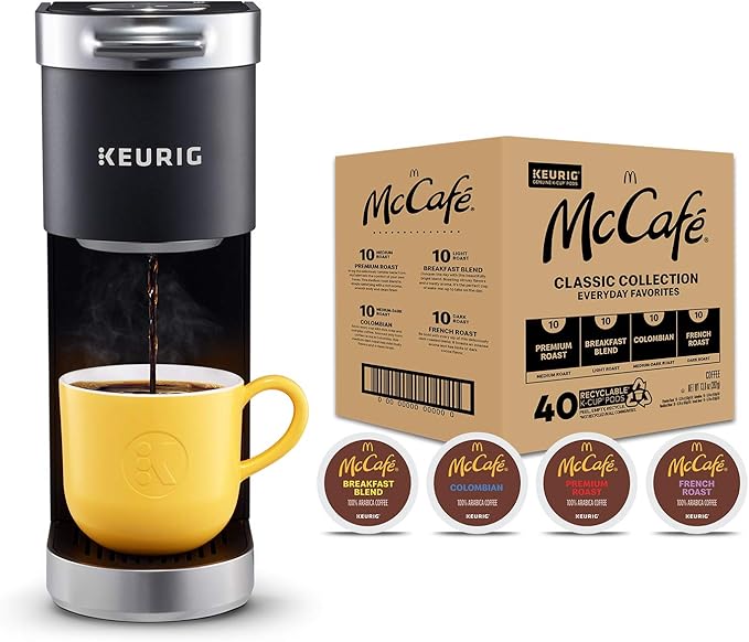Keurig K-Mini Plus Coffee Maker with McCafé Classic Collection Variety Pack 40 Count K-Cup Pods