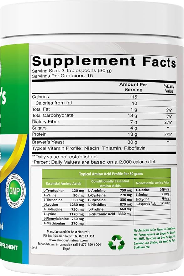 Best Naturals 2 Pack 100% Pure Brewers Yeast Powder - 16 oz - Supports for Increased Breast Milk Supply During Breastfeeding Lactation Digestive Health