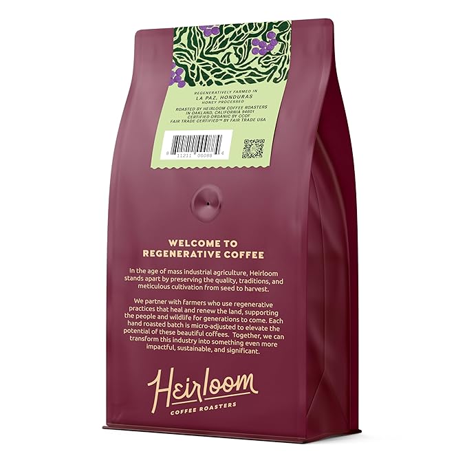 Heirloom Coffee Roasters - Pacayal Honey Lot - Light Roast - Whole Bean Coffee - 100% Regenerative Organic Certified 12oz