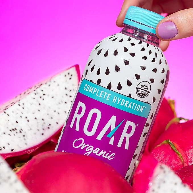 ROAR Complete Hydration Organic - Electrolyte Drinks with Vitamins C B5 B12 – Non GMO Gluten Free Hydrating Drinks - Dragonfruit Punch - 12 pc