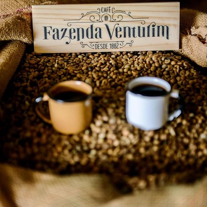 Fazenda Venturim - Roast Ground Coffee – Brazilian Specialty Medium Roast Low Acidity Bold Flavor &amp Rich Aroma Full-Bodied Chocolate &amp Hazelnut Natural Notes 1.1 pond Bag (500g)