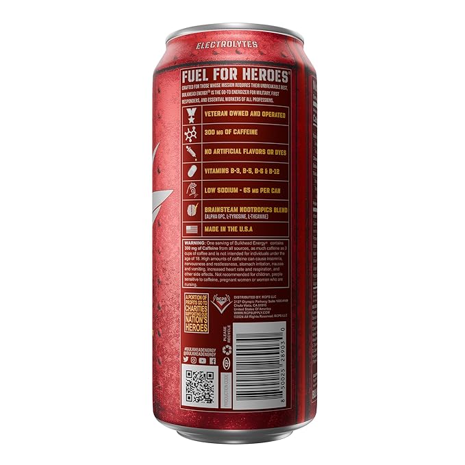 Sierra Lima Strawberry Energy Drink (12 Pack) - Strawberry &amp Lemon Nootropic Drink - Zero Sugar Energy Drinks w/ 300mg Caffeine &amp Vitamins - Power Drinks for First Responders Athletes Vetera