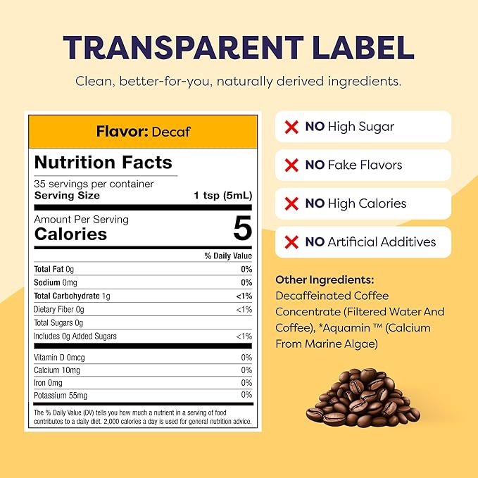 Coffee Concentrate - Cold Brew Coffee Perfect for Hot or Iced Instant Coffees Hot Drinks Cold Brew Concentrate 35 Servings - Original Decaf