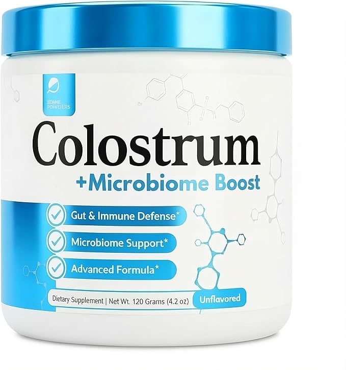 Colostrum Powder | Grass-Fed Bovine Colostrum with Akkermansia Probiotic 1B AFU | Microbiome &amp Gut Support | High IgG Advanced Formula | 120 Servings