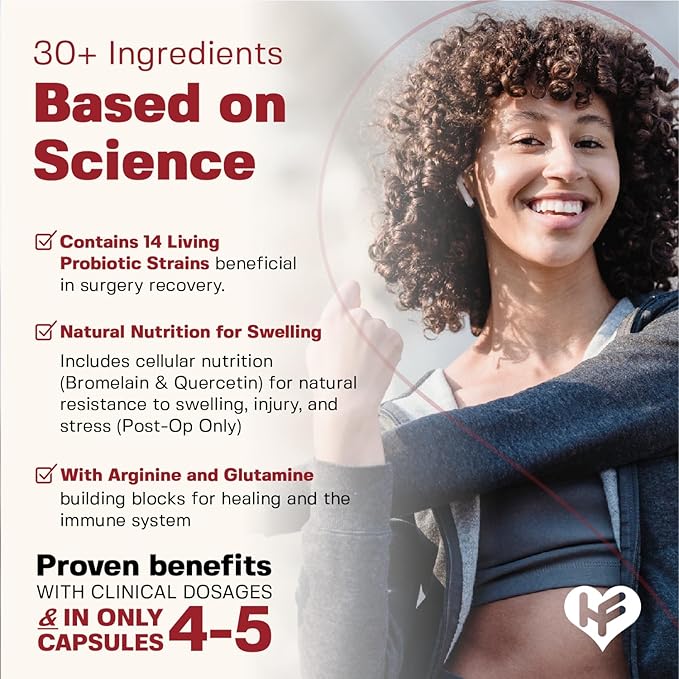 HealFast Surgery &amp Injury Recovery Supplement (Pre-Op): Quercetin Probiotics Supplement for Wound Liposuction Tummy Tuck and BBL Post Surgery Supplies