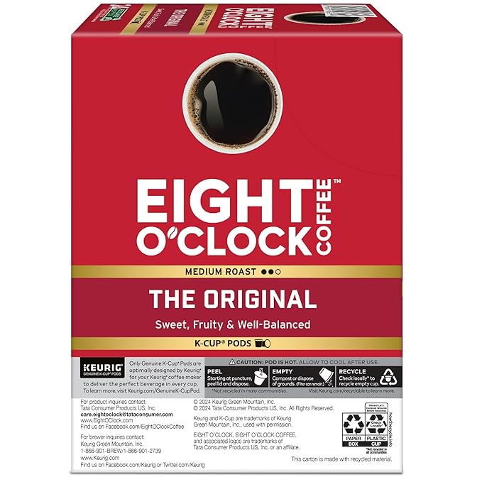 Eight O'Clock Coffee The Original Single-Serve Keurig K-Cup Pods Medium Roast Coffee Pods 96 Count