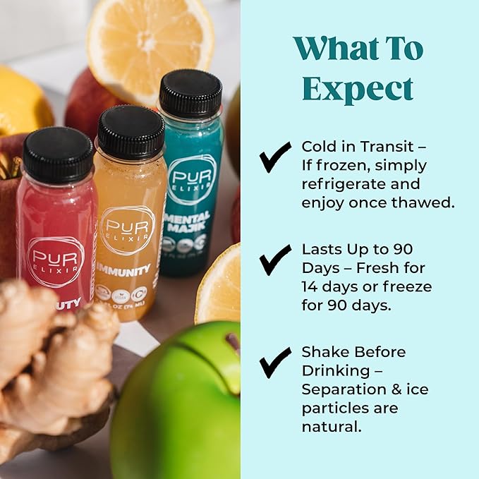 PUR Wellness Shots – Immunity 12 Pack – Lemon Cayenne Pepper and Ginger Shots – Fresh Cold-Pressed Raw Juice Elixir – Non-GMO Plant-Based Pressed at Source – 2.5 fl oz