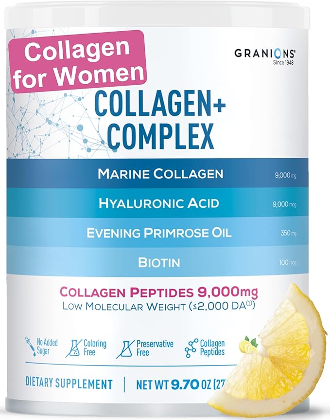 Granions Marine Collagen Tablets with CoQ10 and Lemon Powder - Hydration Glow &amp Beauty Care Bundle