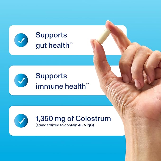 Vital Proteins Bovine Colostrum Supplement 90 Capsules for Gut Health Immune Support with 40% IgG Premium Bovine Colostrum Superfood Unflavored 30 Servings
