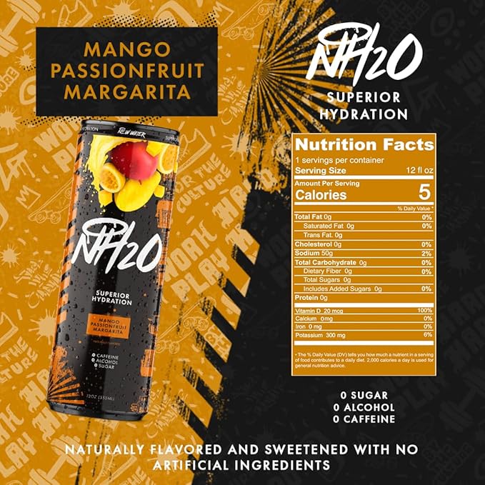 NH2O Superior Hydration Drink Naturally Flavored Zero Sugar Zero Caffeine Zero Alcohol 12 fl oz 3 Flavor Variety Pack
