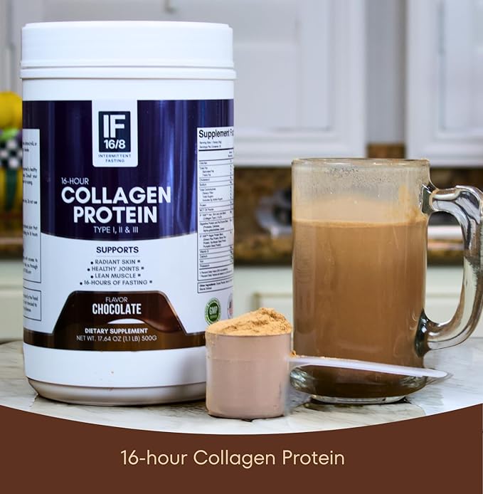 ifer 16-Hour Chocolate Collagen Protein/Type I II III Collagen / 15 Grams Vegan Protein / 18 Added Amino Acids/MCT Oil/Approved for Intermittent Fasting/Digestive Enzymes / 500 Grams