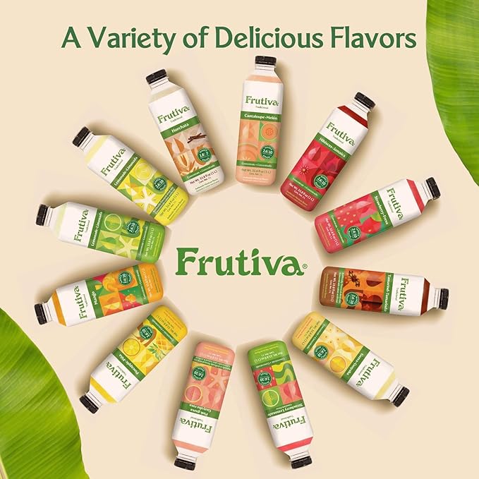 Frutiva Authentic Strawberry Lemonade Drink Mix | Made in Mexico with Cane Sugar | Aguas Frescas Concentrate Makes 2.6 Gallons Per Bottle | No High Fructose Corn Syrup | Perfect for Drinks Desserts &
