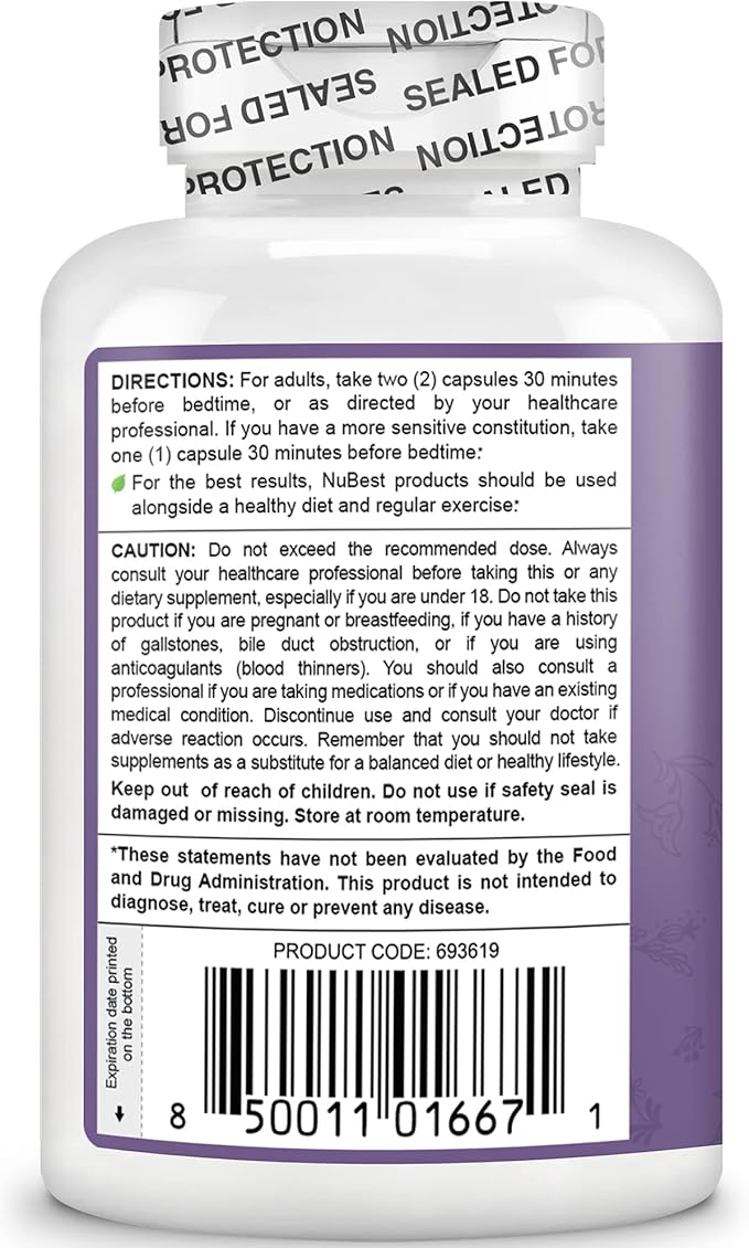 NuBest Sleep Xtra Supports Healthy Sleep for Adults - Vitamin B6 Melatonin Ashwagandha Chamomile Valerian &amp More - Non Habit-Forming (Pack 6)