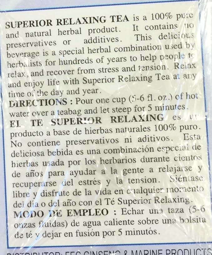 Superior Relaxing Tea Pure &amp Natural Herbs No Additives No Preservatives 1.4 oz.